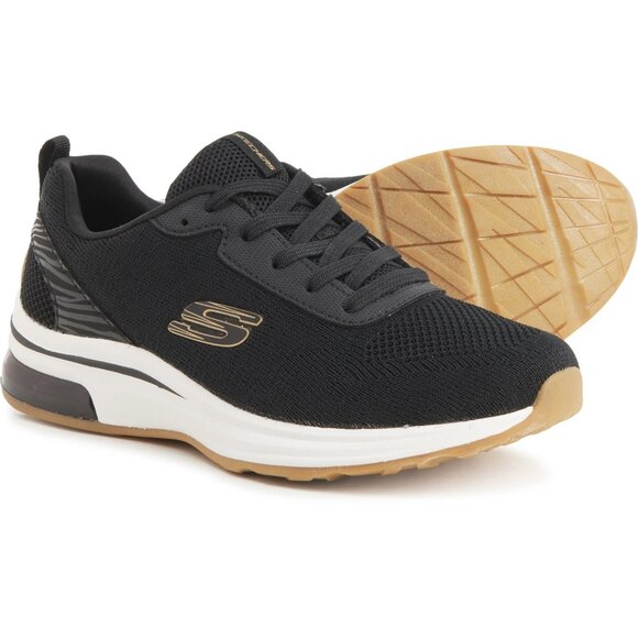 Skechers Women's Black Gold Memory Foam Low Top Athletic Sneaker Size 9.5 - Picture 1 of 7